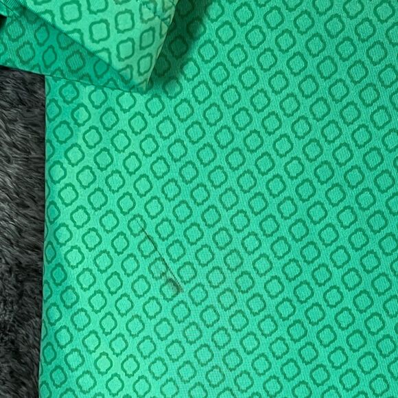 Foot Joy Polo Shirt Mens Large Green Geometric MicroPrint Plumas Pines Stretch - Picture 4 of 11